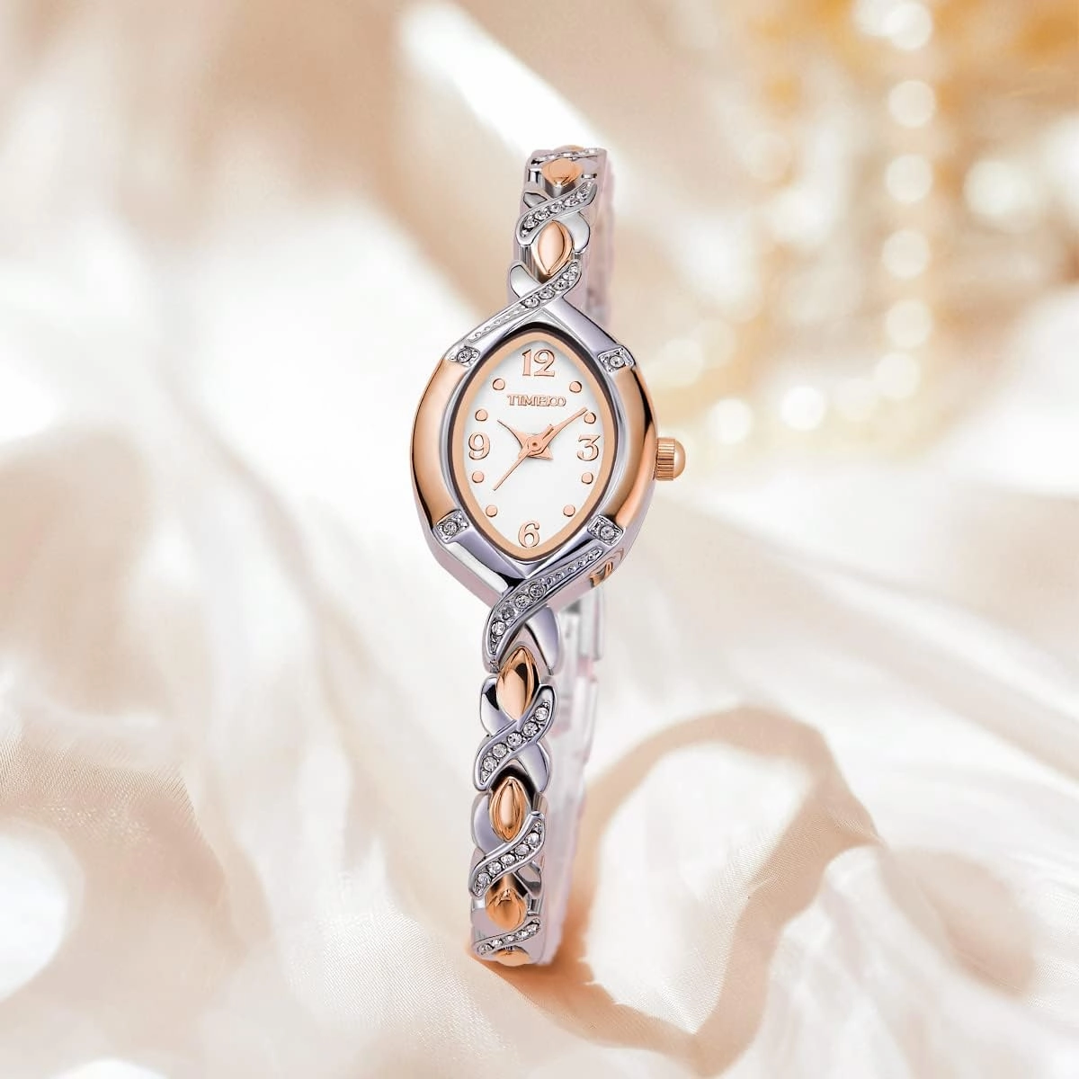 Women's Bracelet Watches Ladies Quartz Wrist Watch with Green Dial Bezel with Crystals in Movement Bracelet Strap with Diamonds Waterproof