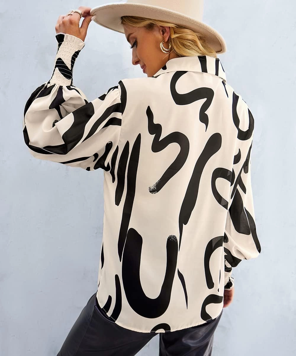 Women's Floral Print Blouse Long Sleeve Button Down Shirts Casual Dressy Blouse Shirts Tops
