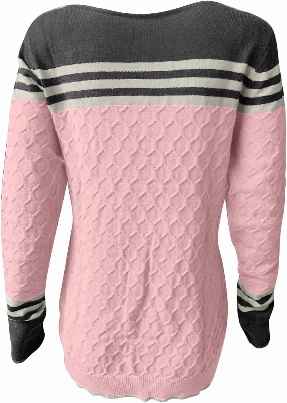 Women's Knitted Color Block Sweaters Long Sleeve Crewneck Fall Fashion Shirt Tunic Tops Blouse Knitwear Pullover