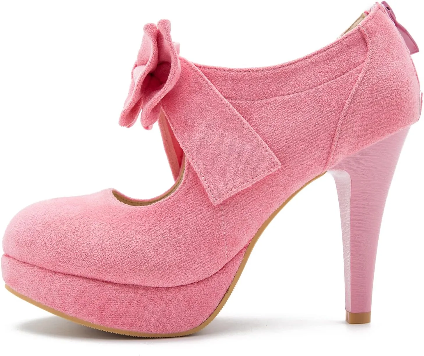 Women's Bow Heels Mary Jane High Heel Closed Toe Platform Vintage Dress Pumps