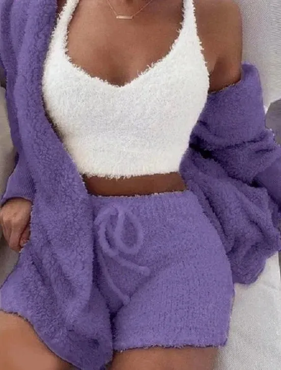 Women's Fluffy Pajamas Set