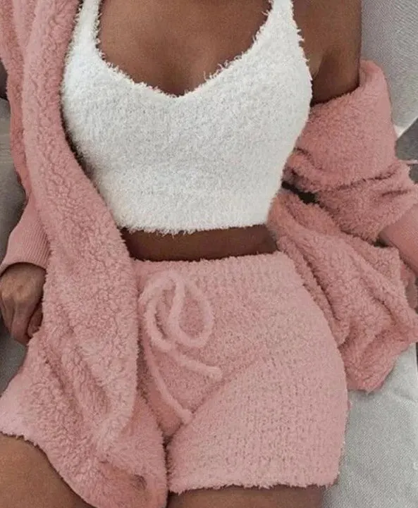 Women's Fluffy Pajamas Set