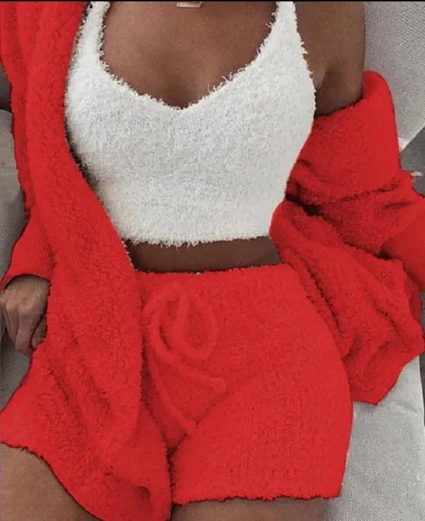 Women's Fluffy Pajamas Set