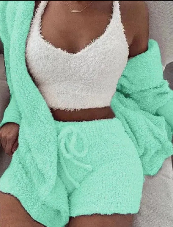 Women's Fluffy Pajamas Set