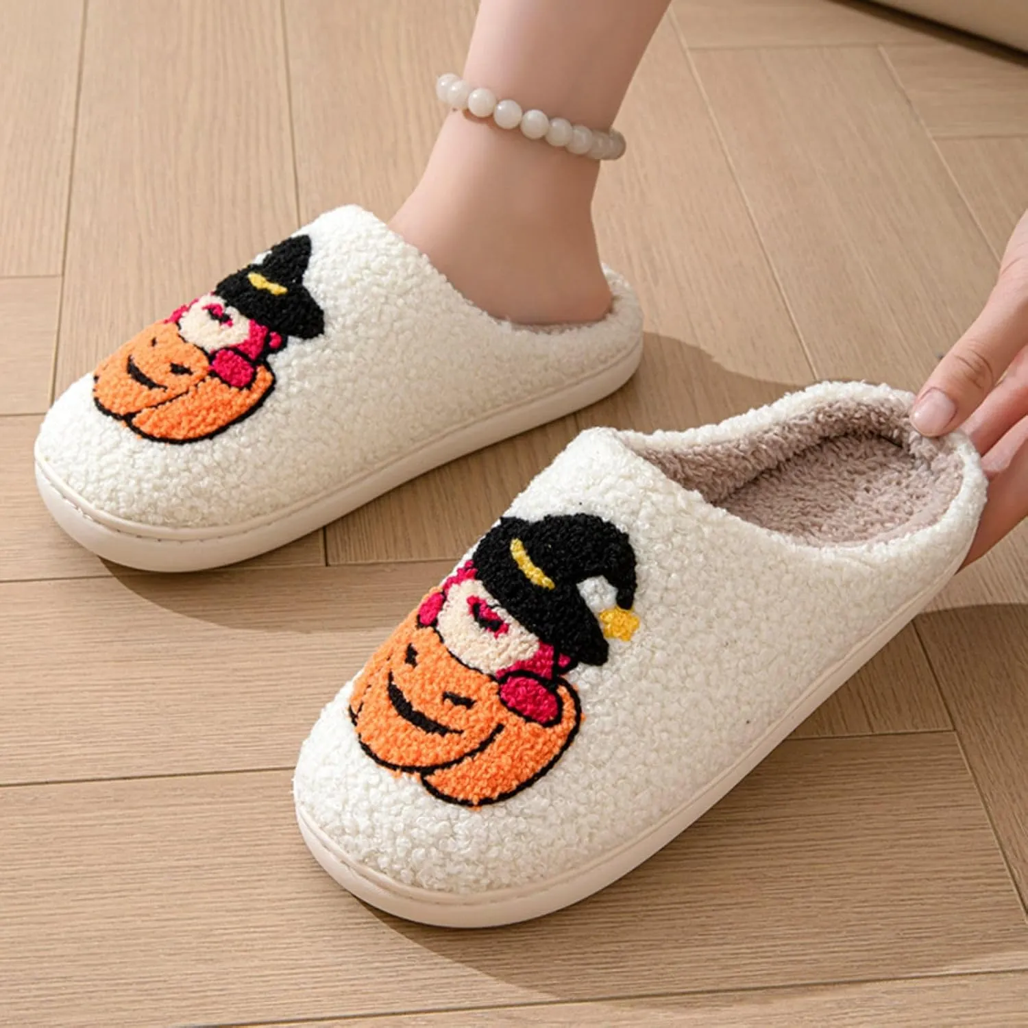 Women's Men's Retro Leopard Print Smiley Slippers Lightning Bolt Memory Foam Soft Plush Warm Non-Slip Home Shoes