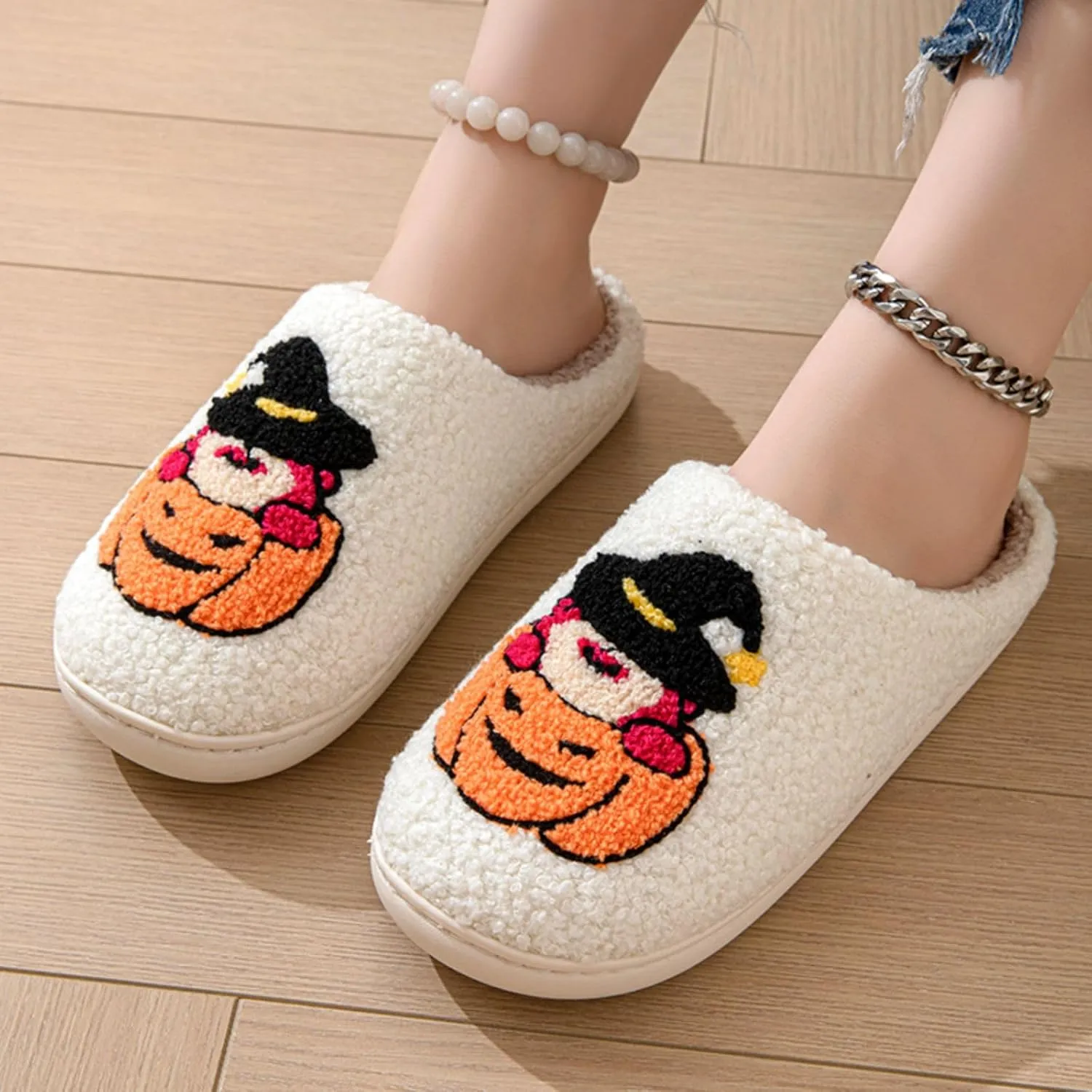 Women's Men's Retro Leopard Print Smiley Slippers Lightning Bolt Memory Foam Soft Plush Warm Non-Slip Home Shoes