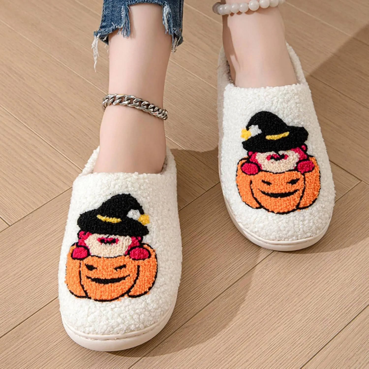 Women's Men's Retro Leopard Print Smiley Slippers Lightning Bolt Memory Foam Soft Plush Warm Non-Slip Home Shoes