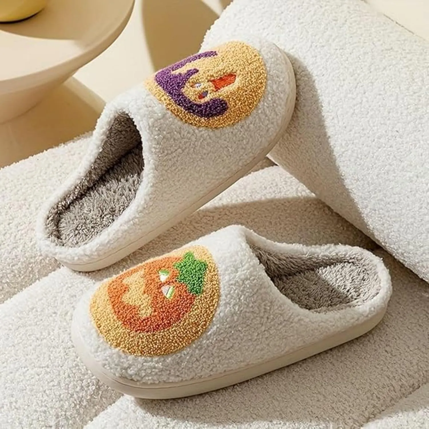 Women's Plush Heart Love Slippers - Blue Eyes Mushroom Cat Ears Retro Memory Foam Soft Plush Home Shoes