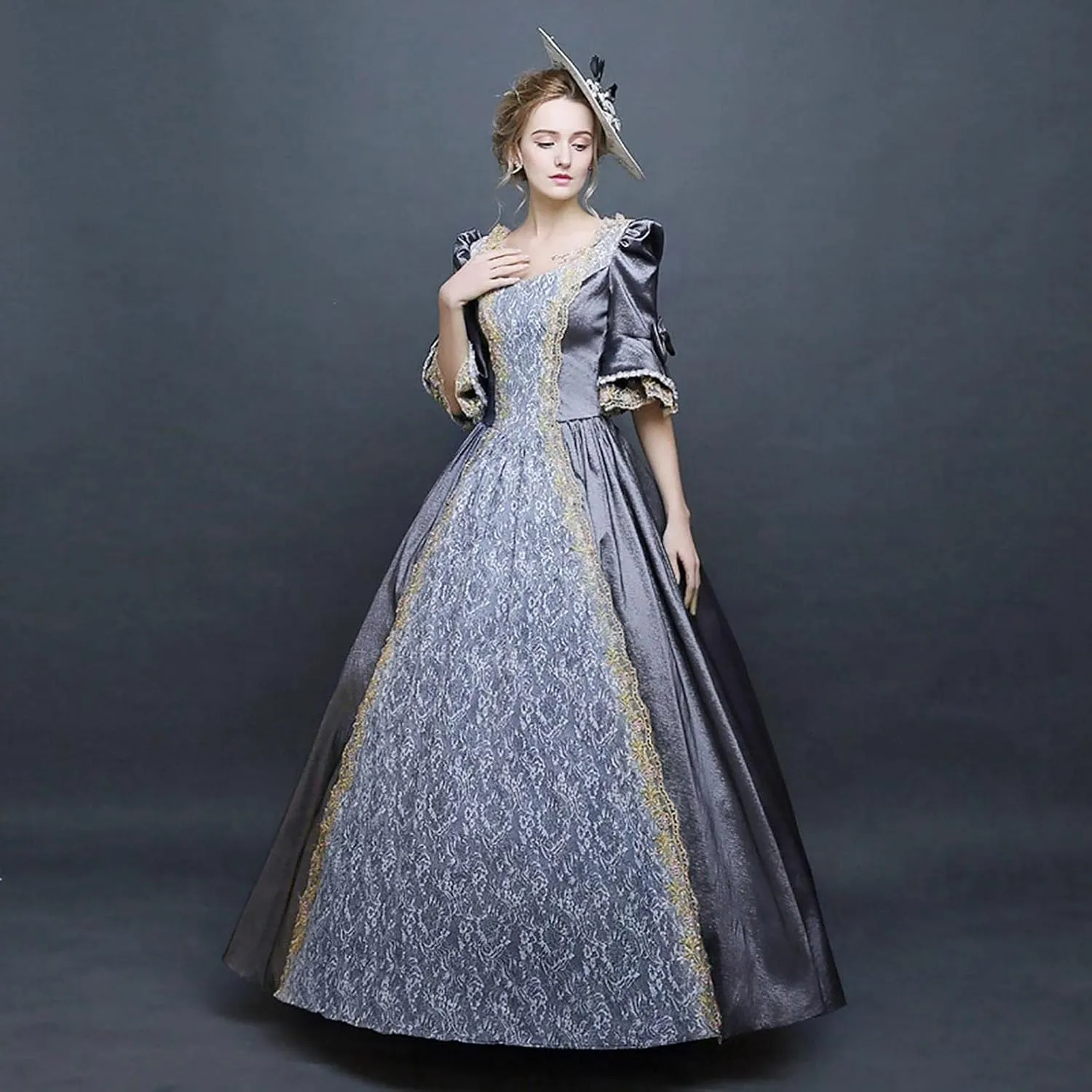 Womens Square Neck Lolita Dress Sweet Swing Princess Dress Lace Ruffle Maxi Dress Court Cosplay Victorian Ball Gowns