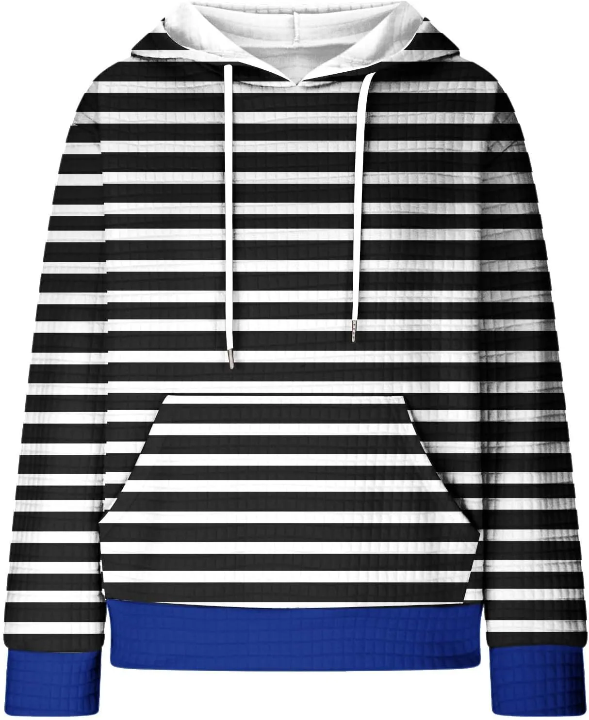 Women's Striped Waffle Oversized Hoodies Sweatshirts,Winter Casual Crew Neck Long Sleeve Pullover,Teen Girls Tops