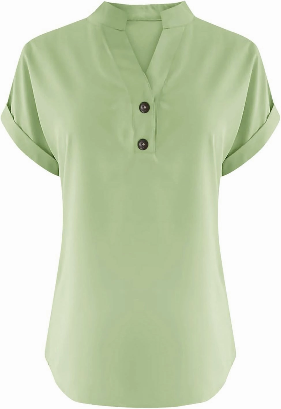 Womens Button Down Linen Shirts Short Sleeve V Neck Dressy Casual Business Work Blouses Loose Fit Summer Tunic Tops