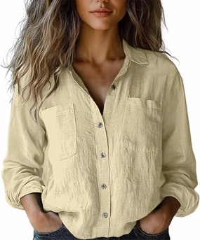 Womens Long Sleeve Button Down Women's Floral Butterfly Print Natural Autumn Casual Long Sleeve Loose Fit Collared