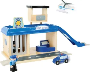 Wooden Police Station Playset by Small Foot – Multilevel Activity Center with Helicopter Pad, Prison, Monitor Room & Road – Pretend Play Toy Develops Motor Skills & Creativity – Age 3  Years