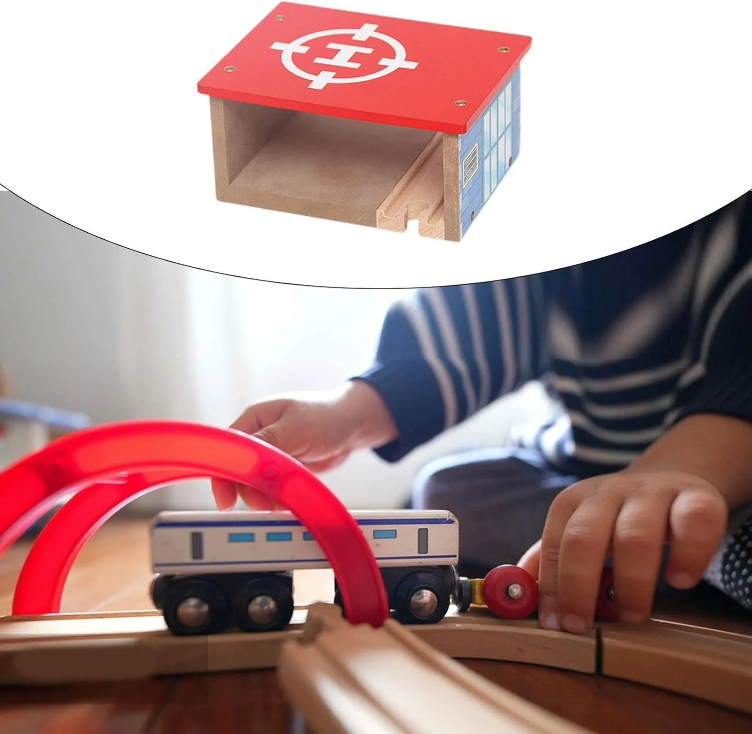 Wooden Train Accessories,Railway Accessories Building Road and Railway Parts,Railway Train Playset,for Girls Boys Children, Airport Parking lot