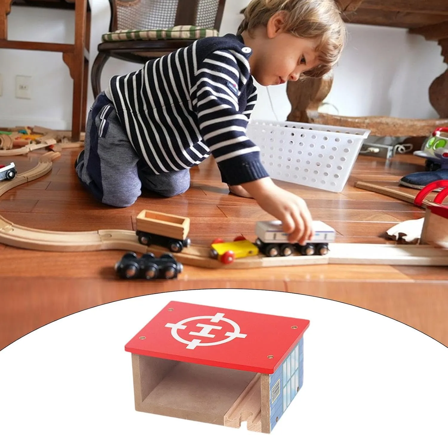 Wooden Train Accessories,Railway Accessories Building Road and Railway Parts,Railway Train Playset,for Girls Boys Children, Airport Parking lot