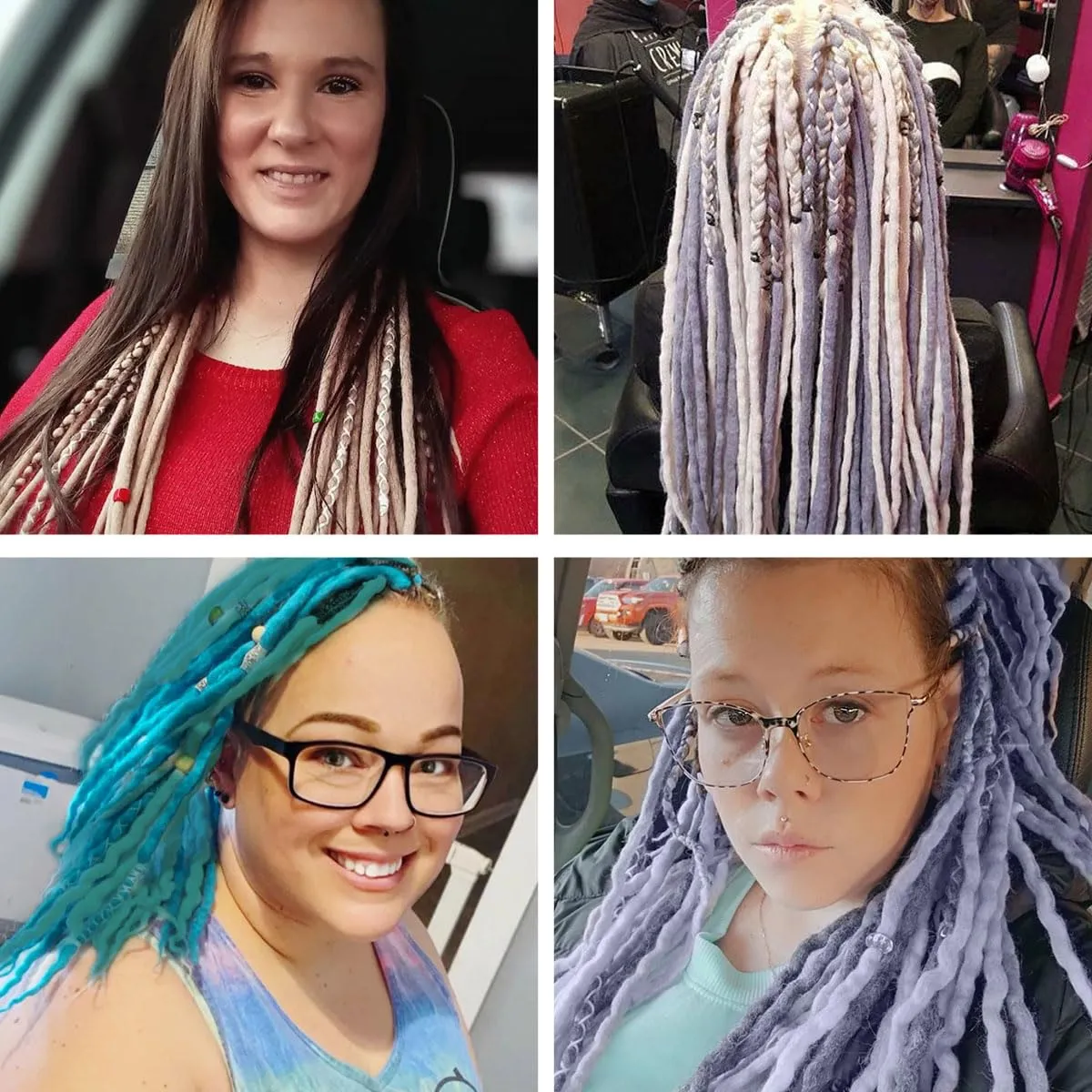 Wool Dreadlock Extensions 2Gray， 22"DE Wool (20strands) Wool Dreadlock Extensions Double Ended Synthetic Dreads for Women & Men - Handmade Hippie Dreadlock Reggae Style