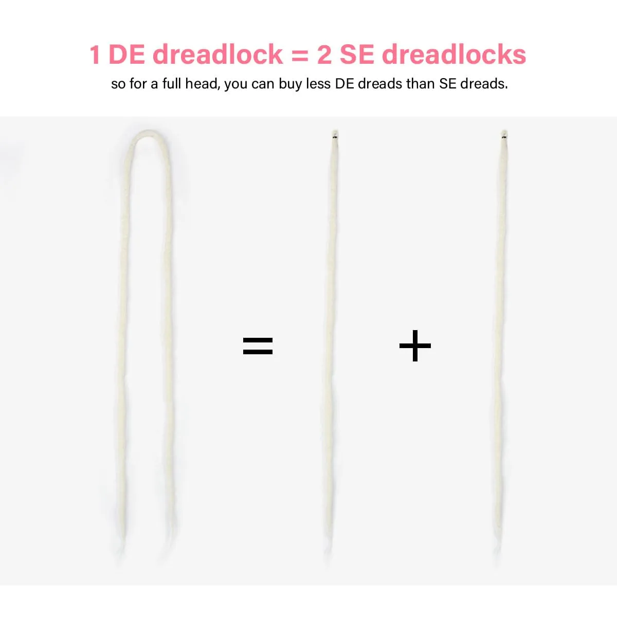 Wool Dreadlock Extensions,White, 22"DE Wool (20strands) Wool Dreadlock Extensions Double Ended Synthetic Dreads for Women & Men - Handmade Hippie Dreadlock Reggae Style