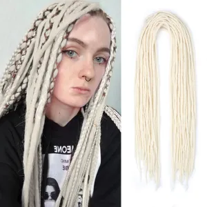 Wool Dreadlock Extensions,White, 22"DE Wool (20strands) Wool Dreadlock Extensions Double Ended Synthetic Dreads for Women & Men - Handmade Hippie Dreadlock Reggae Style