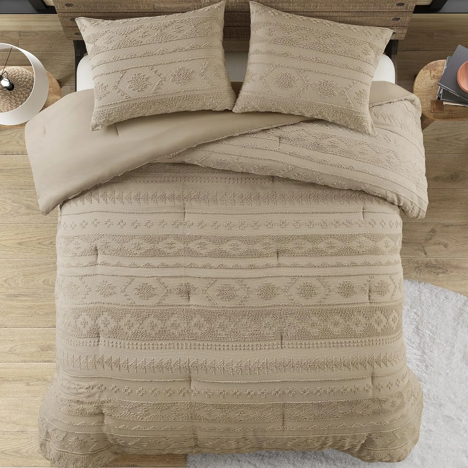 Woolrich Queen Comforter Set Chenille Tufted for Queen Size Bed, Southwestern Oversized Comforters, All Season Comforters Queen Size Bed Set, Shams, Breckenridge, Full/Queen Tan 3 Piece