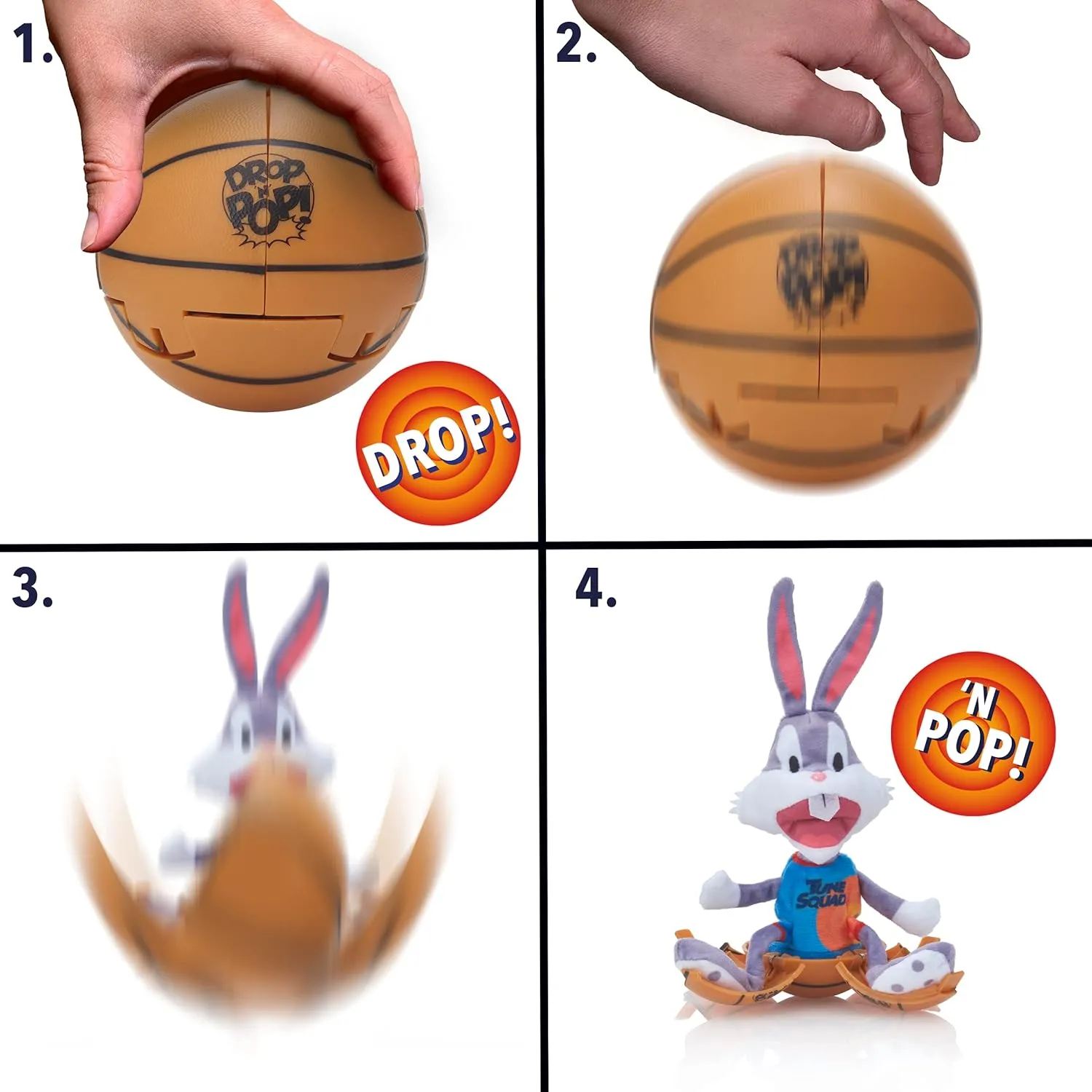 Wow! PODS Stuff Space Jam: A New Legacy Drop 'n Pop Bugs Bunny | Basketball Toy with Pop-up Plush | Official Film Collectables, Toys and Gifts for Boys and Girls, Aged 5 
