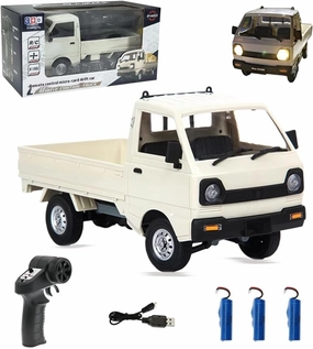 WPL D12 1:16 Mini RC Car, 2.4GHz Electric 4WD RC Truck Remote Control Off Road Vehicle, 130 Motor Rear Drive High-Speed Car for Adults (3 Battery)