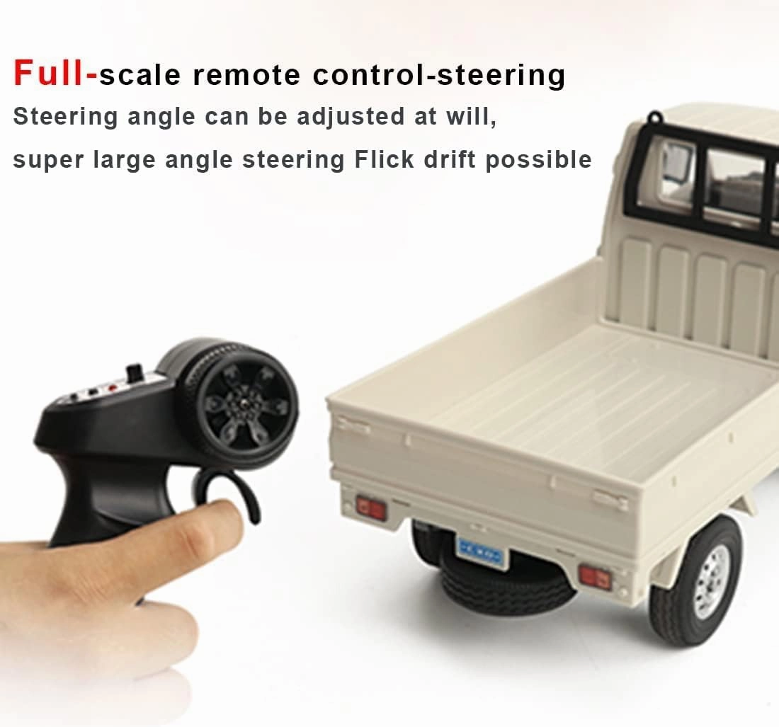 WPL D12 1:16 RC Mini Truck for Adults, 2.4G RC Car 4CH Off-Road Remote Control Pickup Truck, RC Drift Crawler Car Vehicle with Lights, 1 Battery