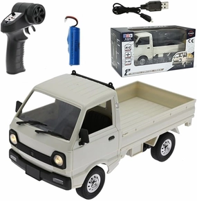 WPL D12 1:16 RC Mini Truck for Adults, 2.4G RC Car 4CH Off-Road Remote Control Pickup Truck, RC Drift Crawler Car Vehicle with Lights, 1 Battery