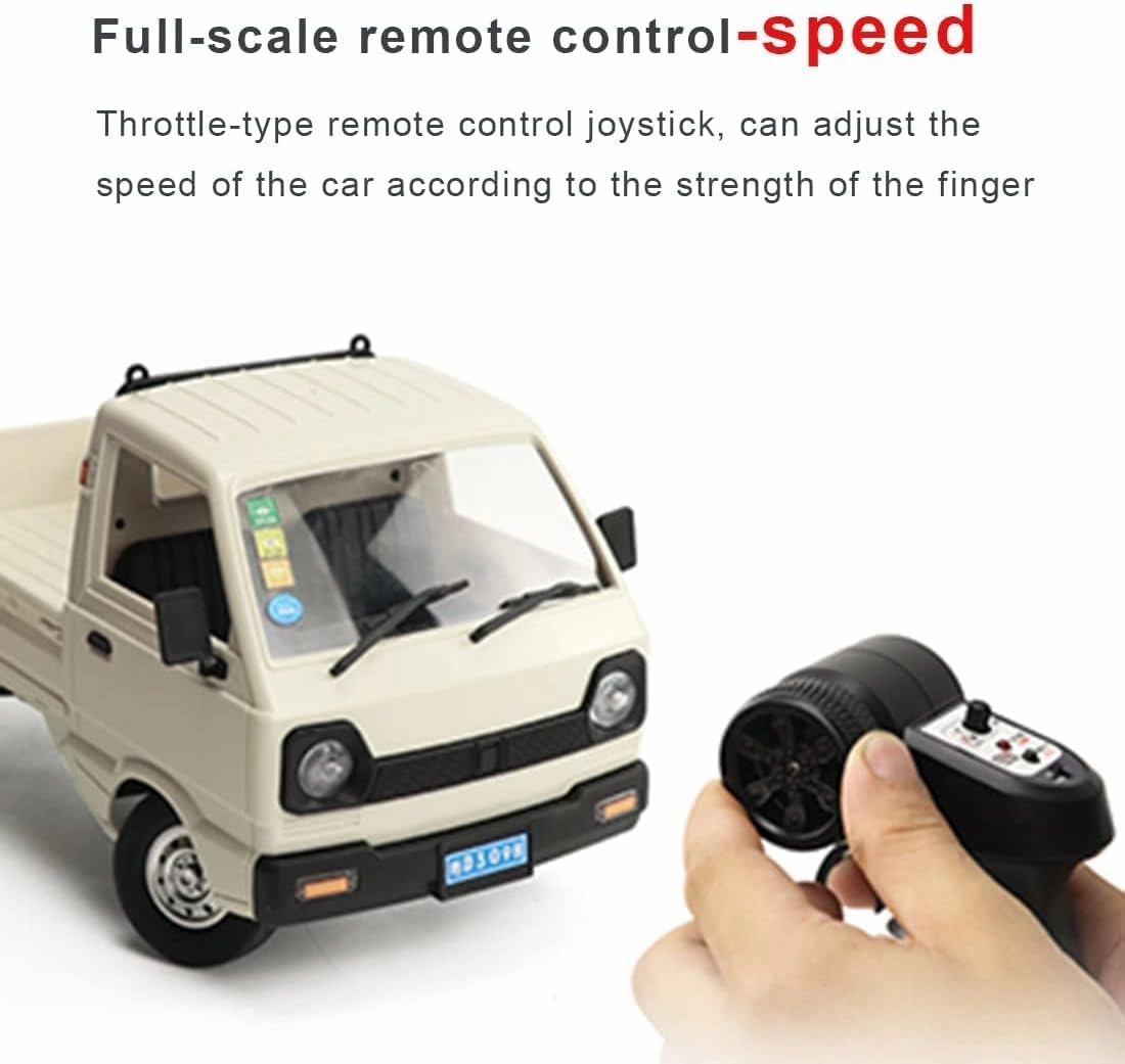 WPL D12 1:16 RC Mini Truck for Adults, 2.4G RC Car 4CH Off-Road Remote Control Pickup Truck, RC Drift Crawler Car Vehicle with Lights, 1 Battery