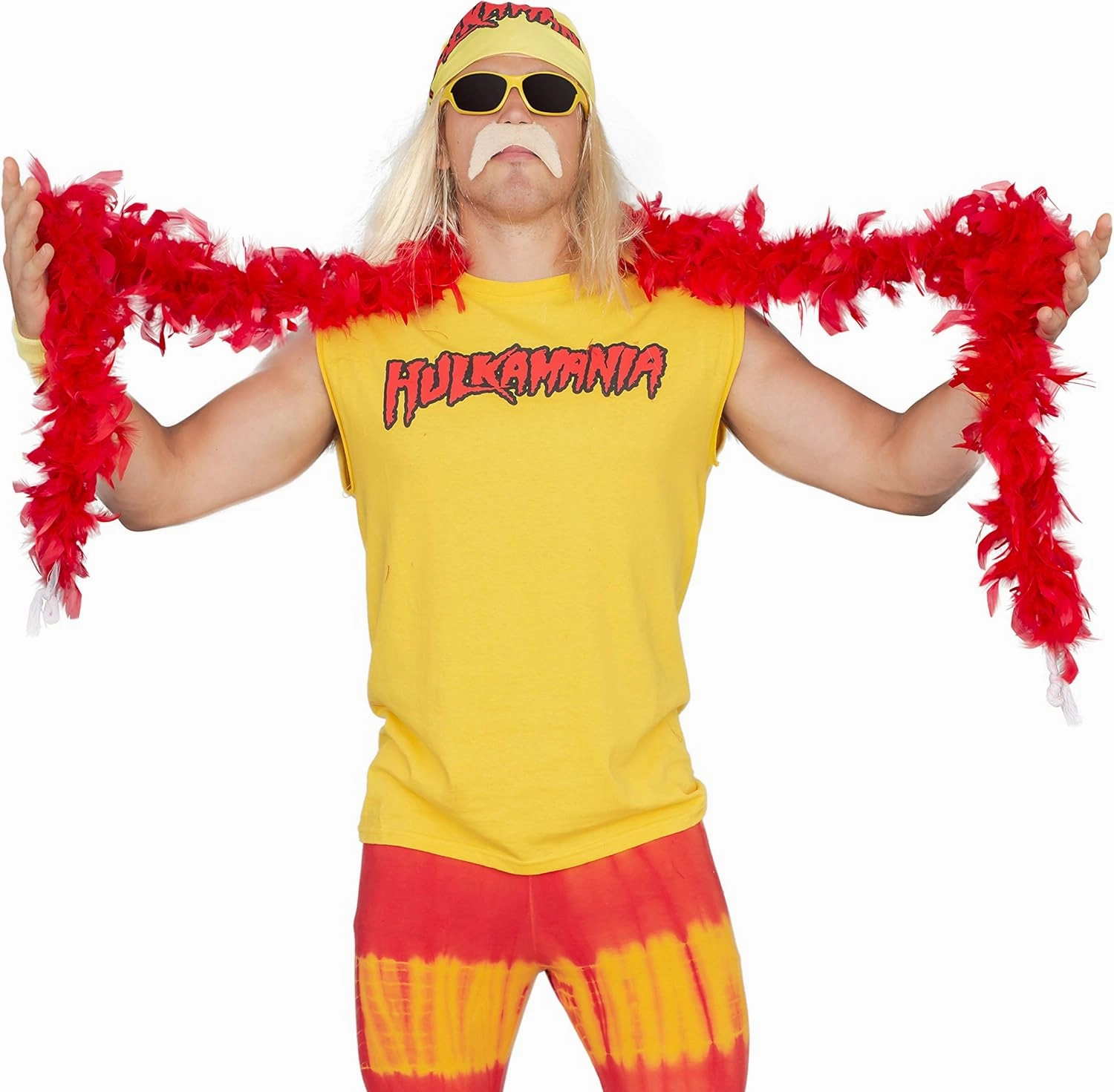Wrestler Hogan Hulkamania Adult Yellow Sleeveless T-Shirt Halloween Costume Cosplay