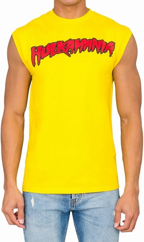 Wrestler Hogan Hulkamania Adult Yellow Sleeveless T-Shirt Halloween Costume Cosplay