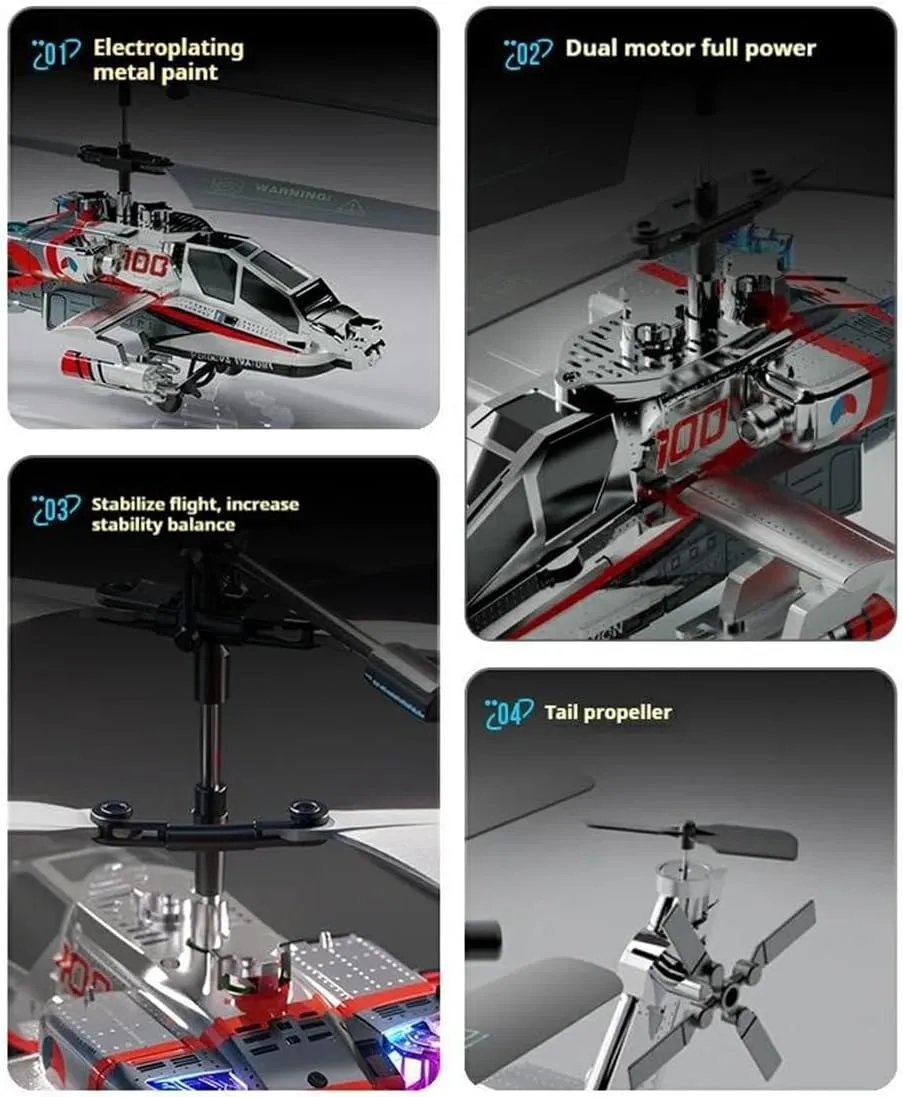 XK1 2.4G RC Helicopter for Adults, Remote Control Helicopter Mini Aircraft with LED Lights & Altitude Hold for Beginner - 3 Battery