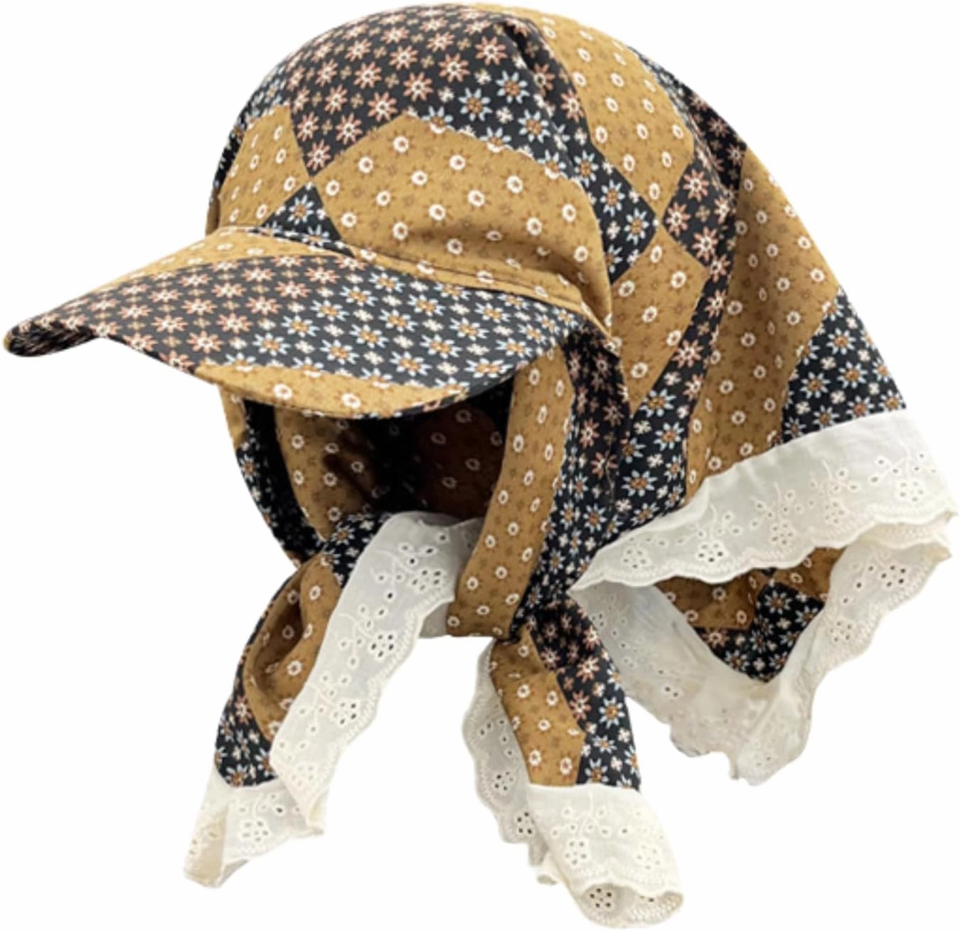 Y2K Baddie Baseball Cap with Bandana Head Wrap Retro Streetwear Raves Trucker Hats Women Country Grunge Y2k Skull Cap