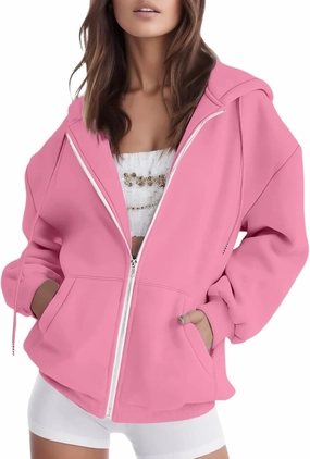 Y2K Zip Up Hoodie Women Casual Hoodies Oversized Lightweight Cute Hoodies Fashion Pullover Sweatshirt Tops with Pocket