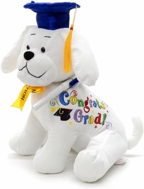 YMCtoys - Graduation Autograph Stuffed Dog, Words : Congrats Grad! (10.5 Inch)