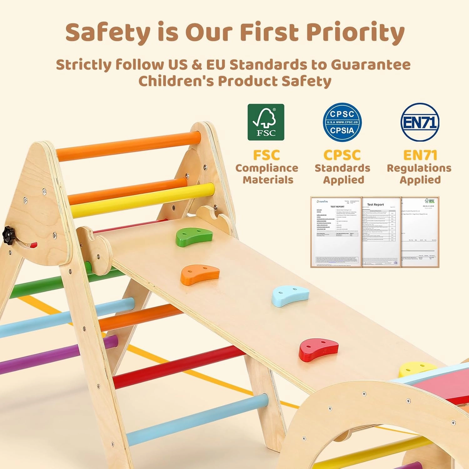 YOLEO 7-in-1 Pikler Triangle Set, Montessori Toddler Climbing Toys Indoor,Easy-Fold Wooden Climbing Toys for Toddlers 1-3 Inside,Fun Pickler climbing Set and Indoor Playground Jungle Gyms for Toddlers