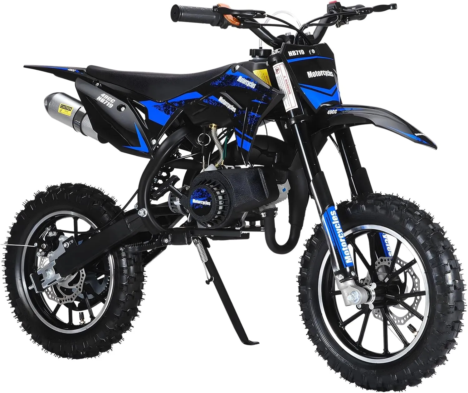 YOXIER 50cc Dirt Bike, 2-Stroke Kids Dirt Bike, Gas Powered Mini Dirt Bike, Off-Road Dirtbike for Kids 8-14 with Front/Rear Disc Brakes, Shock Absorption, Soft Seat Cushion, Max Speed 25 Mph Blue