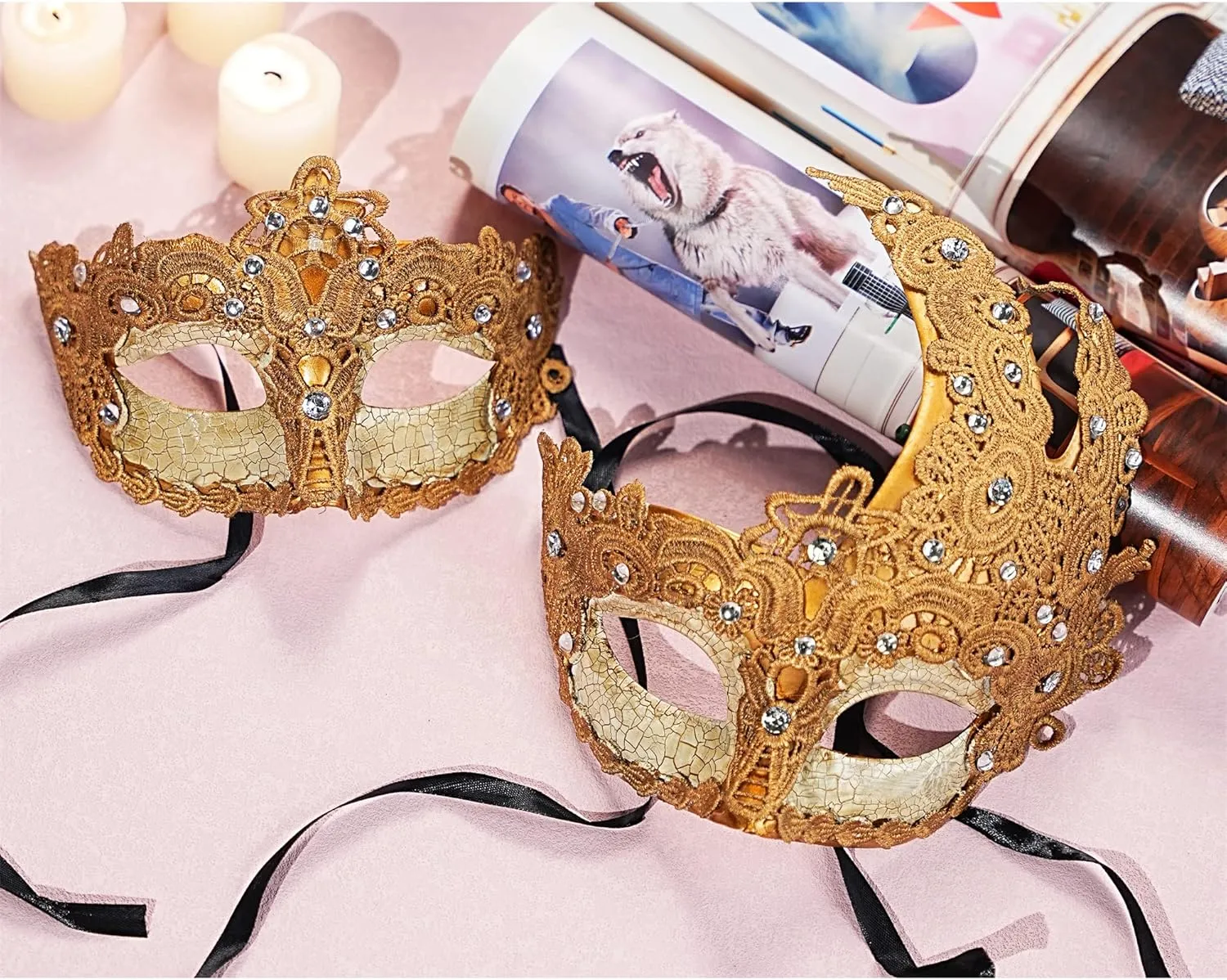 YU FENG Venetian Masquerade Mask for Women Couples Besties-Prom,Balls,Mardi Gras,Halloween and Parties Costume Mask