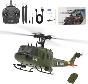 YUXIANG F07 UH-1 Huey 1/34 Scale RC Helicopters for Adults, 2.4G 6CH Brushless Direct-Drive Flybarless RC Aircraft Optical Flow Positioning/One Button Inverted Flight - 1 Battery