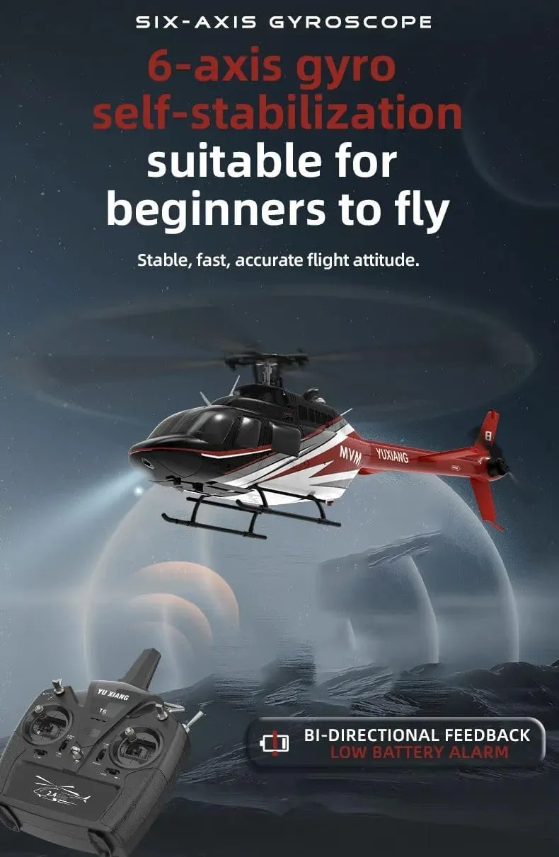 YUXIANG F08 Bell206 RTF RC Helicopter Model, 1/27 2.4G 6CH 6G/3D Brushless Direct-Drive Flybarless Military RC Aircraft for Adults Advanced Players, Optical Flow Positioning- 3 Battery