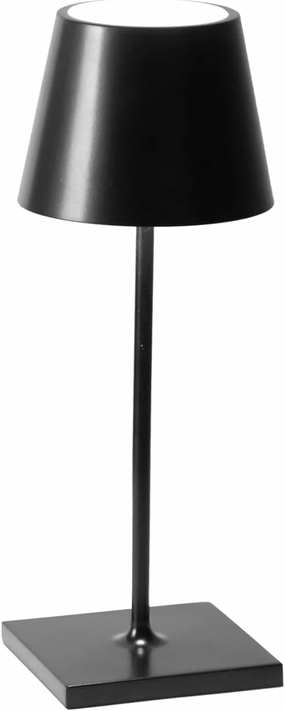 Zafferano, Poldina Pro Mini Lamp, Rechargeable Cordless Table Lamp with Touch Controls, Suitable for Indoor and Outdoor, Dimmer, 2200-3000 K, Height 11.8 Inches, Black Color