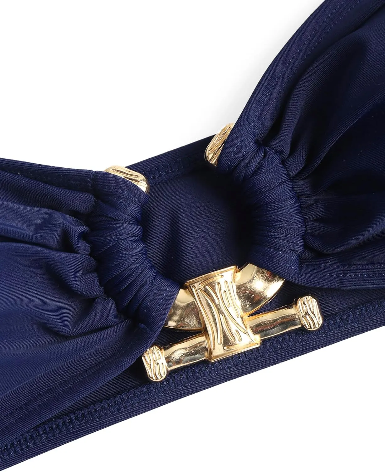 ZAFUL Metal Ring Bandeau Bikini Set Tie Side Bathing Suit High Cut 2 Piece Swimsuit Cutout Swimwear
