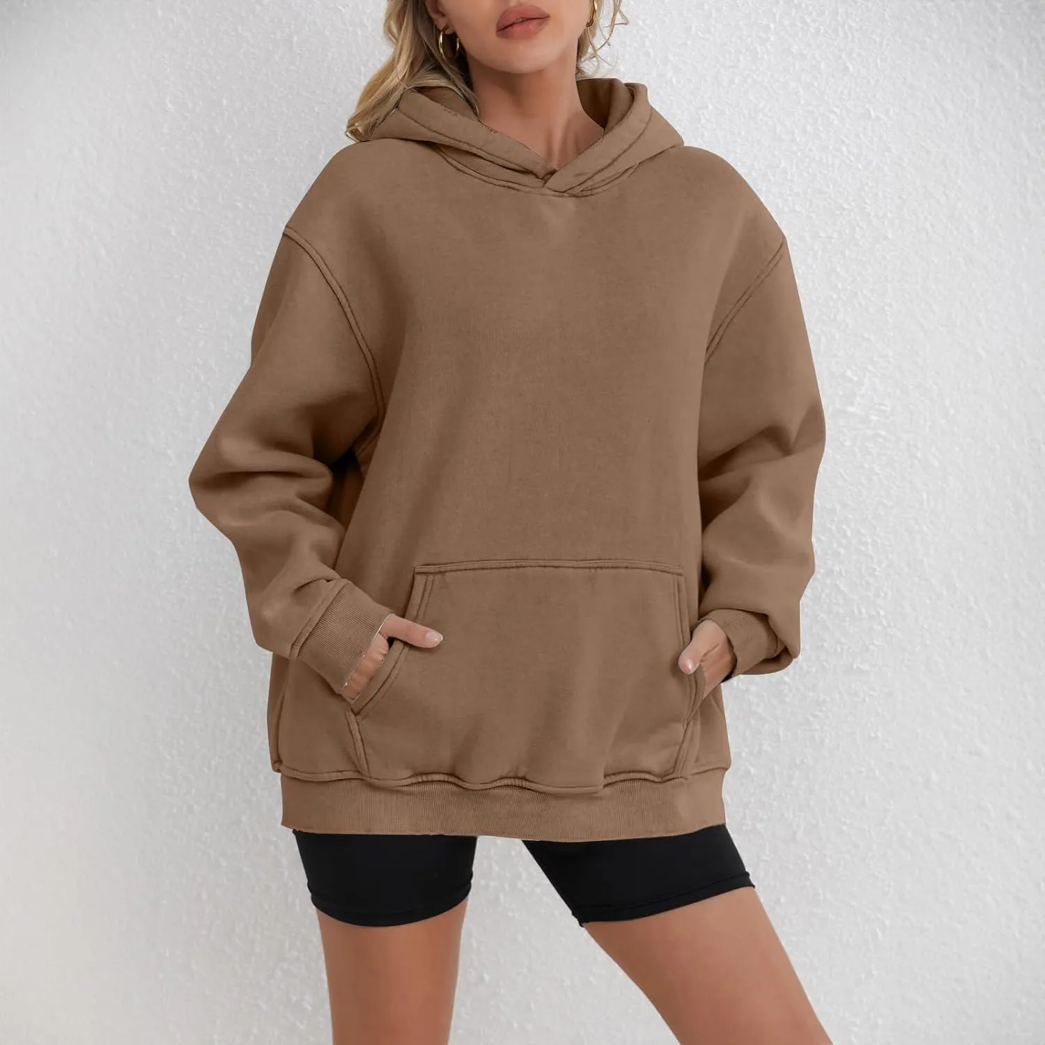 ZDRZK Plus Size Hoodies for Women Long Sleeve Shoulder Drop Sweatshirts Fall Winter Casual Fleece Loose Fit Tops Outfits