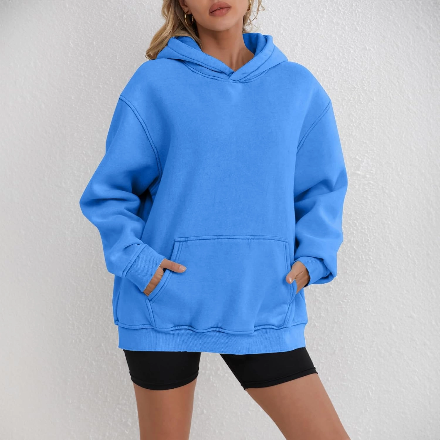 ZDRZK Plus Size Hoodies for Women Long Sleeve Shoulder Drop Sweatshirts Fall Winter Casual Fleece Loose Fit Tops Outfits
