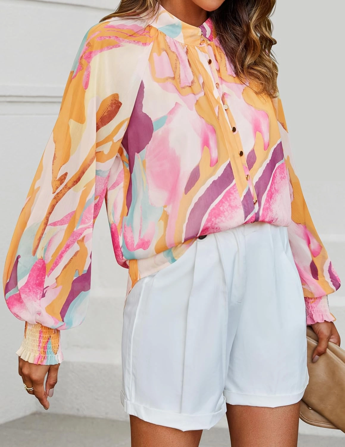 ZESICA Women's Floral Print Blouse 2025 Long Sleeve Button Down Casual Fall Boho Oversized Tops Shirts