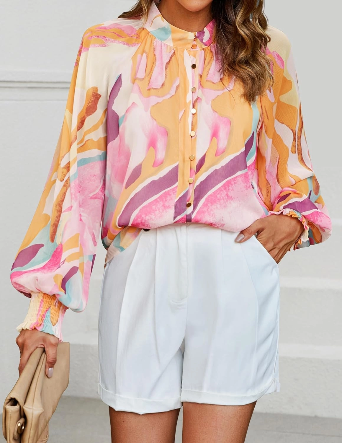 ZESICA Women's Floral Print Blouse 2025 Long Sleeve Button Down Casual Fall Boho Oversized Tops Shirts