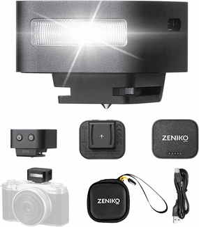 ZF08 Camera Flash - 440 Full Power Flashes/GN16 ISO200 0.5m/Type-C Charge/470mAh/3s Recycle Time/5 Power Levels/Mini Flash Compatible with Sony ZV-E10 ZV1 a7CII a7IV Ricoh GRIII etc. (Black)