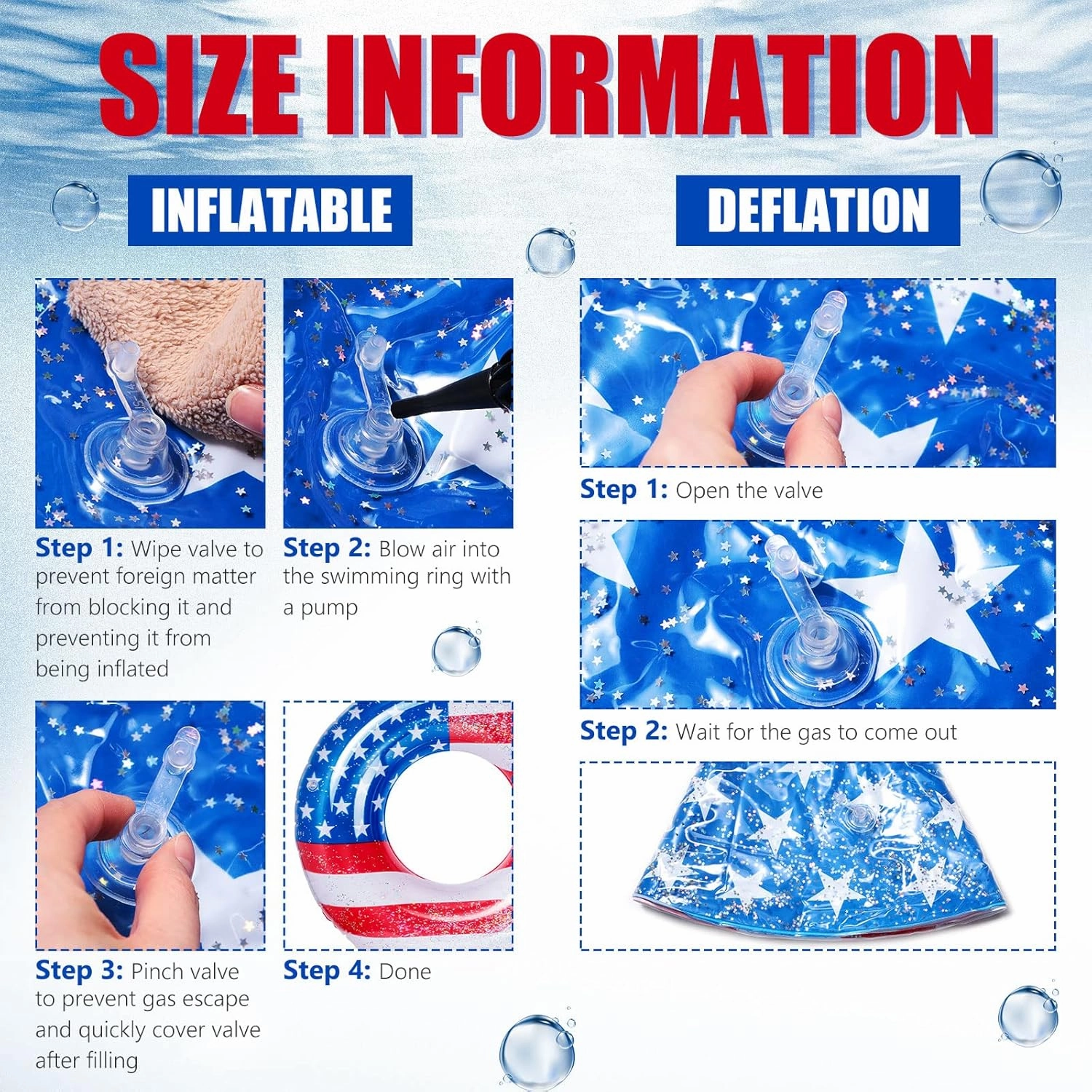 Zhanmai Patriotic Inflatable Pool Float Tube Cool USA Flag Design Water Swimming Ring Floaties Inflatable Tube Pool Tubes Water Swimming Ring Pool Floaties for Beach Lake Pool, 36 Lnch(2 Pieces)