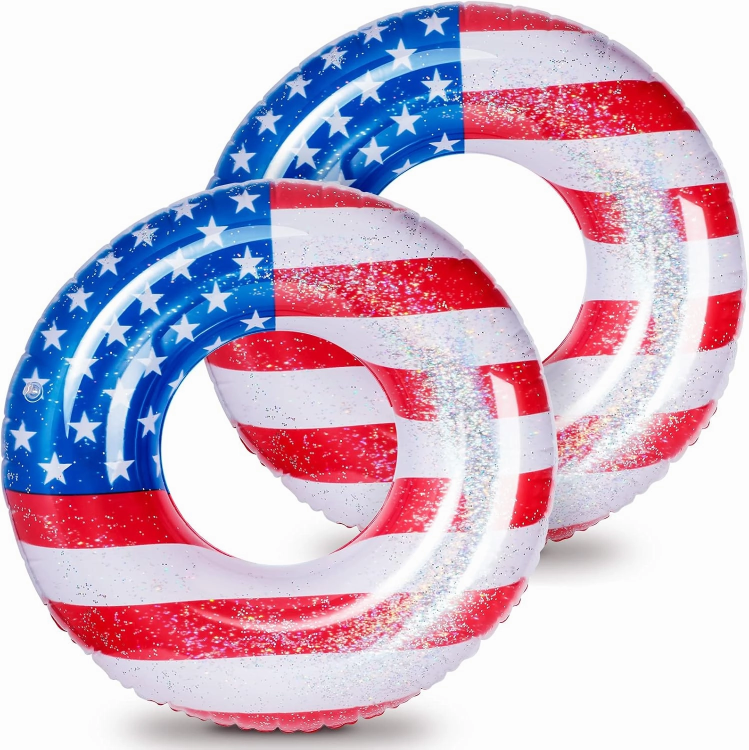 Zhanmai Patriotic Inflatable Pool Float Tube Cool USA Flag Design Water Swimming Ring Floaties Inflatable Tube Pool Tubes Water Swimming Ring Pool Floaties for Beach Lake Pool, 36 Lnch(2 Pieces)
