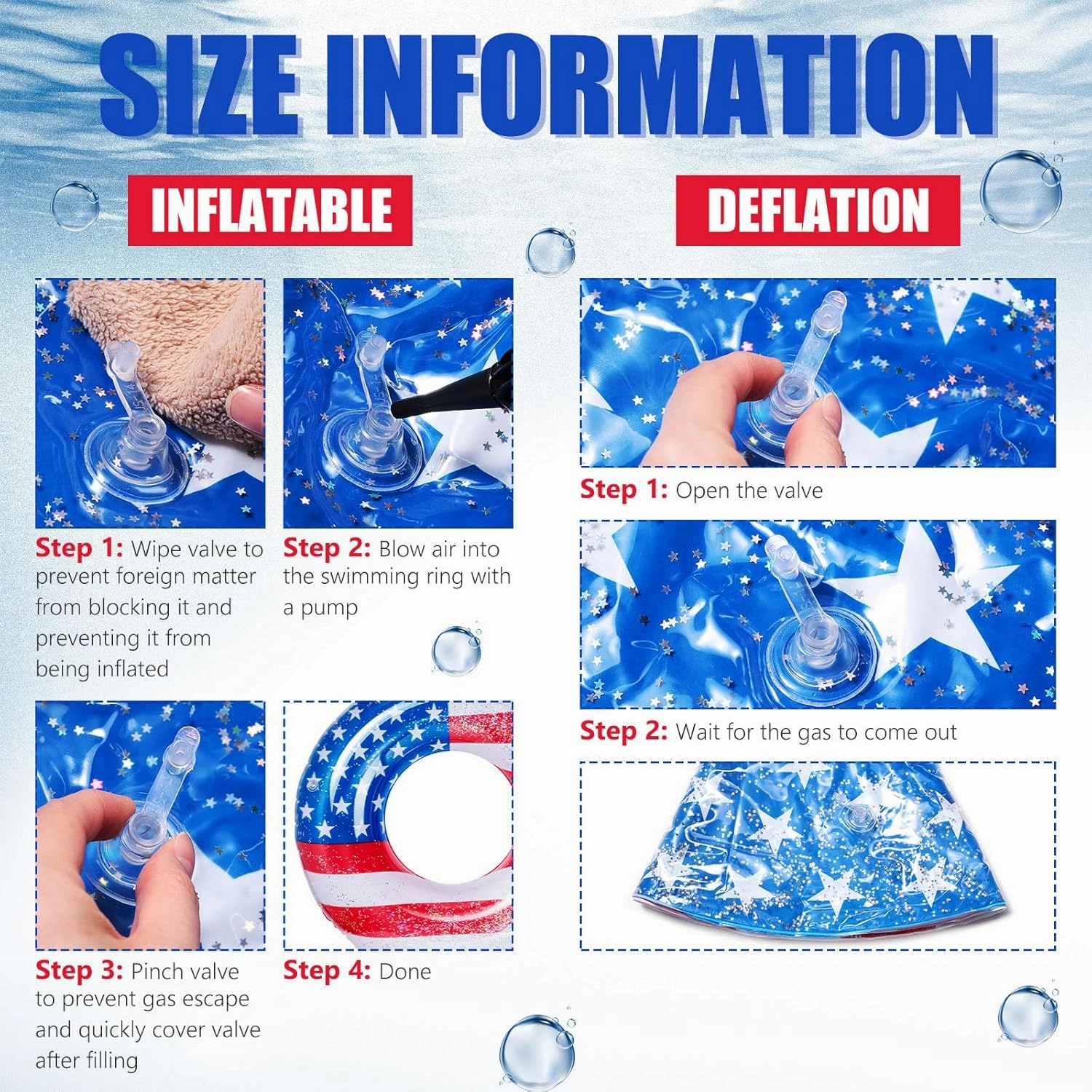 Zhanmai Patriotic Inflatable Pool Float Tube Cool USA Flag Design Water Swimming Ring Floaties Inflatable Tube Pool Tubes Water Swimming Ring Pool Floaties for Beach Lake Pool, 36 Lnch(4 Pieces)