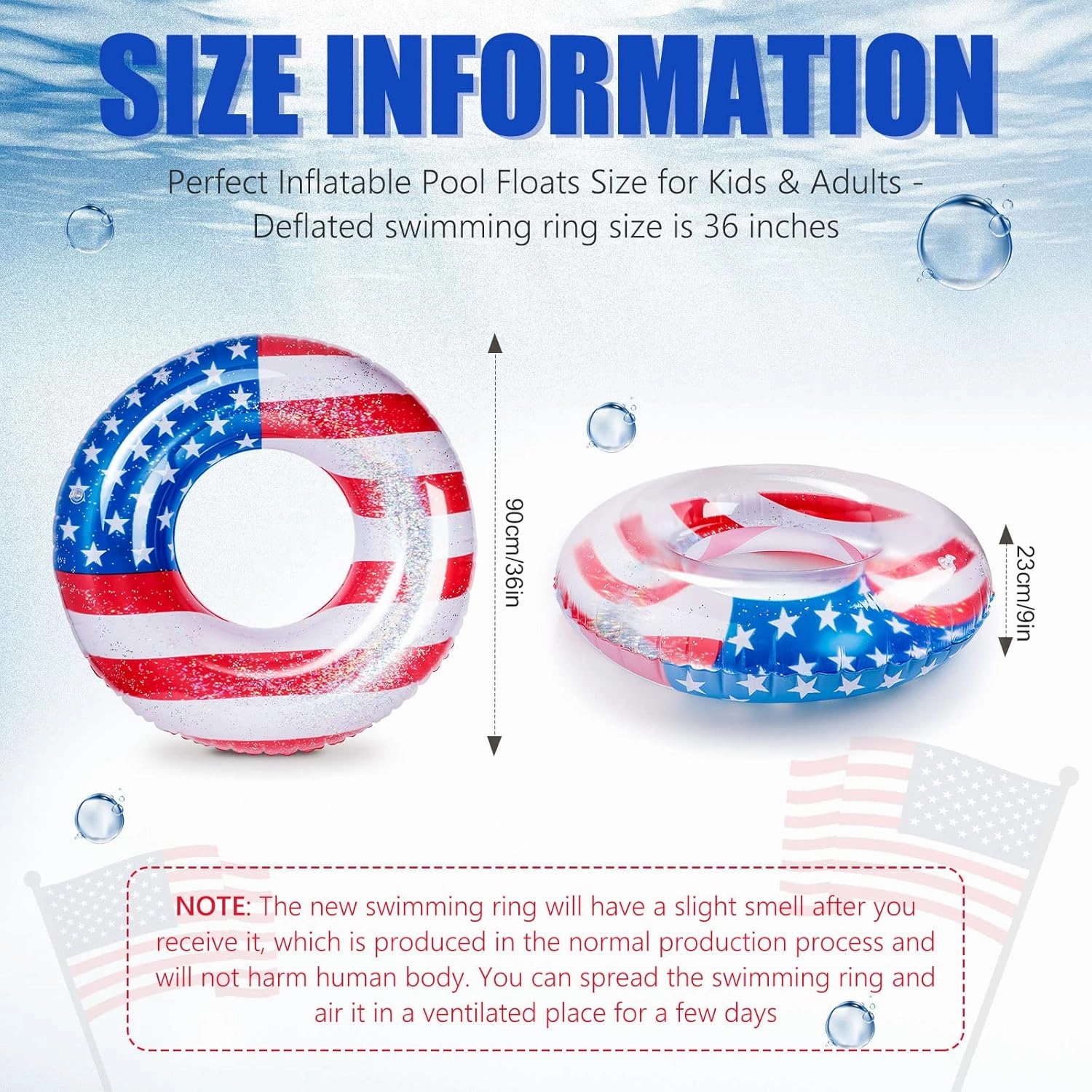 Zhanmai Patriotic Inflatable Pool Float Tube Cool USA Flag Design Water Swimming Ring Floaties Inflatable Tube Pool Tubes Water Swimming Ring Pool Floaties for Beach Lake Pool, 36 Lnch(4 Pieces)